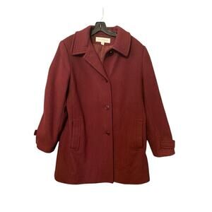 Liz Claiborne Women's Size Medium Red Pea Coat Wool Blend Button Down Jacket